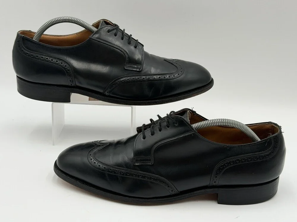 Johnston & Murphy Men’s Size 10D Black Leather Wingtip Brogue Oxford